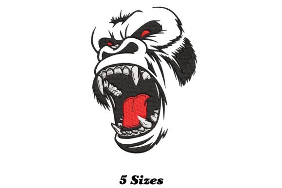 Angry Gorilla Face: A Bold Wild Animal Embroidery Design